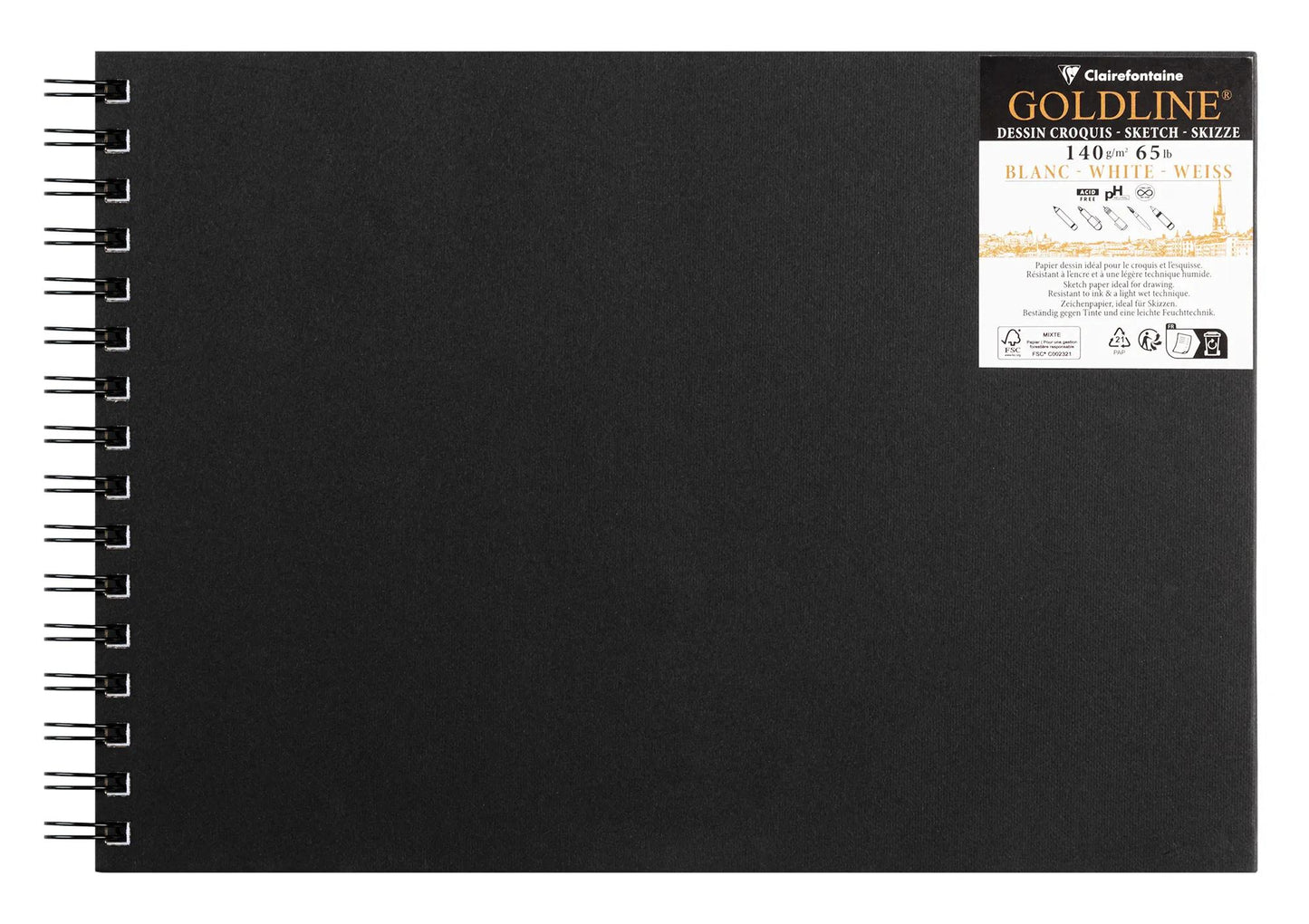 Goldline carnet spiralé 50F A4 140g paysage - Blanc - New (Lot x5)