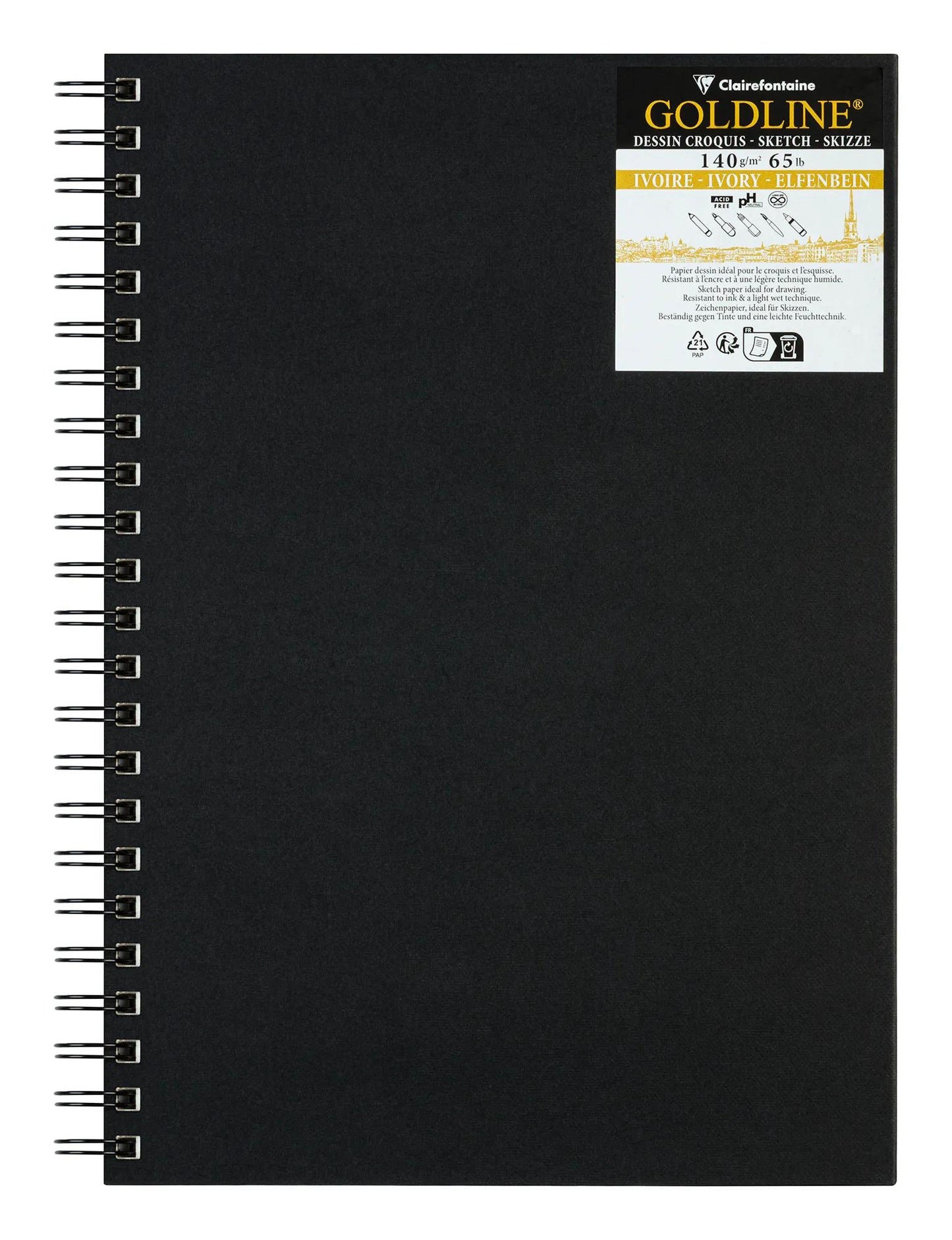 Goldline spirale quaderno 40F A4 140g ritratto - Avorio - Nuovo (Pacchetto x5)