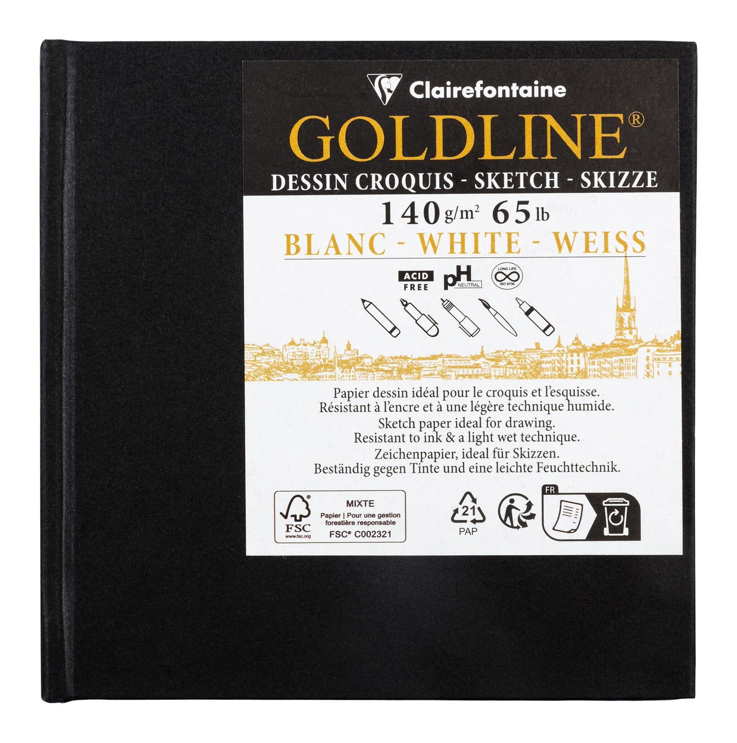 Goldline rigida rewind notebook 50F 10x10cm 140g - Bianco - Nuovo (Pacchetto x5)