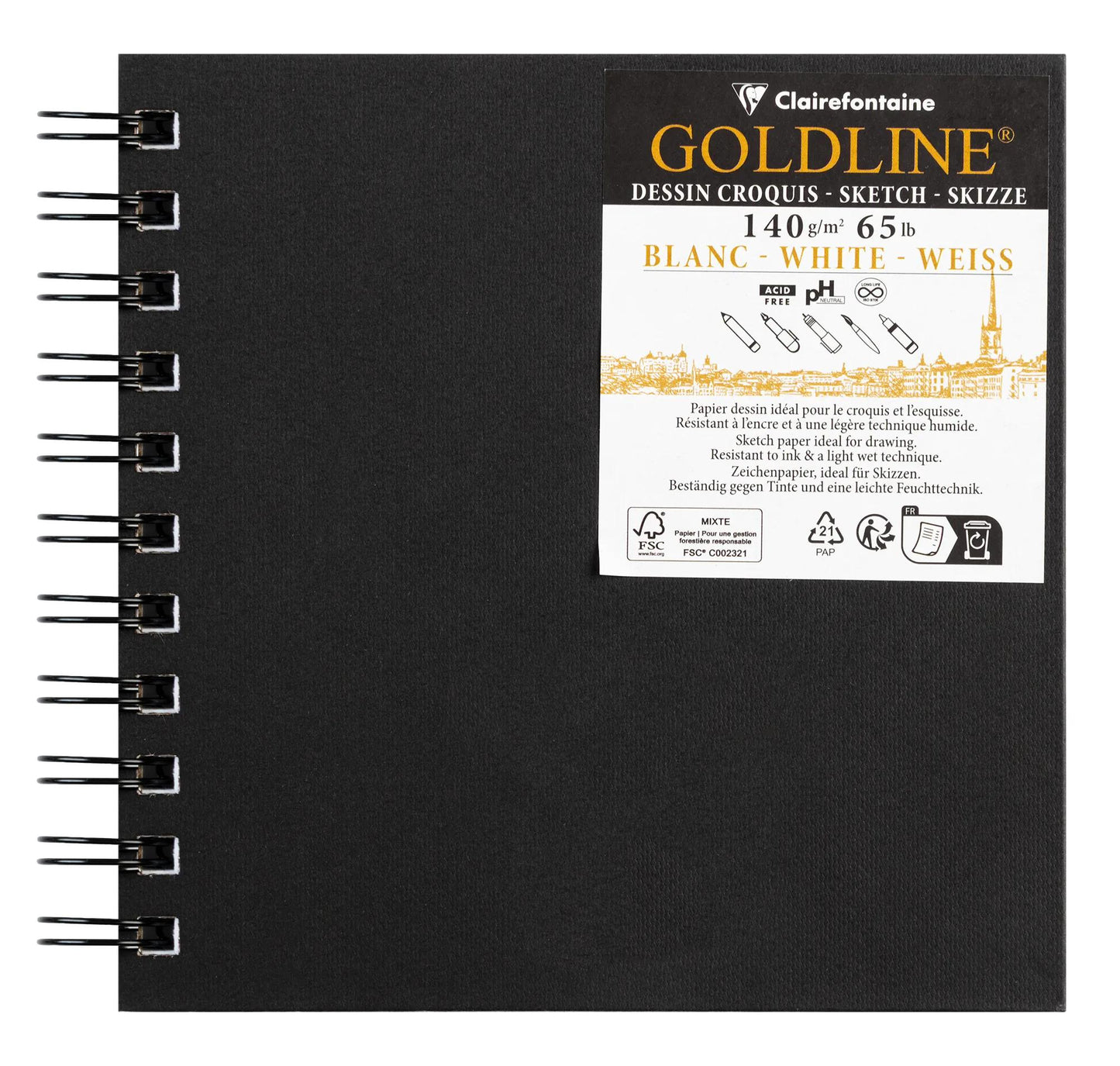 Goldline spirale quaderno 50F 15x15cm 140g - Bianco - Nuovo (Pacchetto x5)