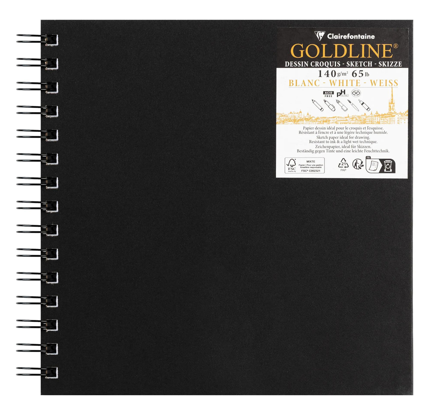 Goldline spirale quaderno 50F 20x20cm 140g - Bianco - Nuovo (Pacchetto x5)