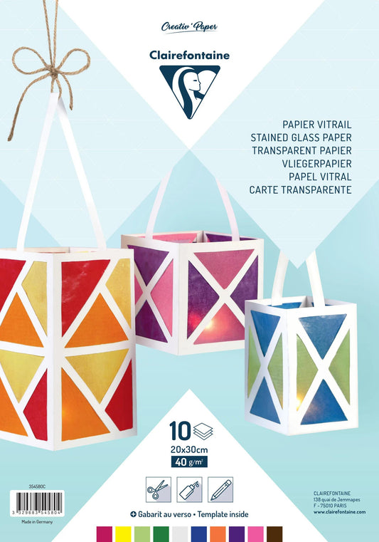 VITRAIL PAPER, Pack of 10 assorted sheets in format 20x30cm - Assortment (Pack x10)
