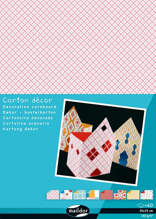 CARTON DECOR, Pack of 40 sheets 160g/m2 in size 25x35cm - Geometric - Multicolor