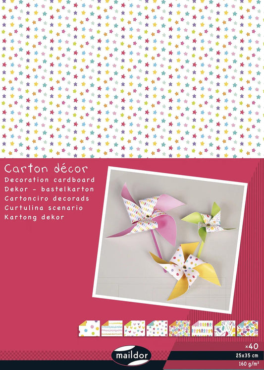 CARTON DECOR, Pack of 40 sheets 160g/m2 in 25x35cm format - Grinding - Multicolor