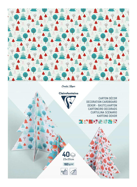 CARTON DECOR, Pack of 40 sheets 160g/m2 in size 25x35cm - Christmas - Multicolor