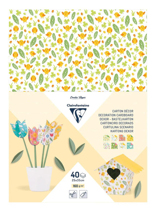 CARTON DECOR, Pack of 40 sheets 160g/m2 in 25x35cm format - Spring - Multicolor