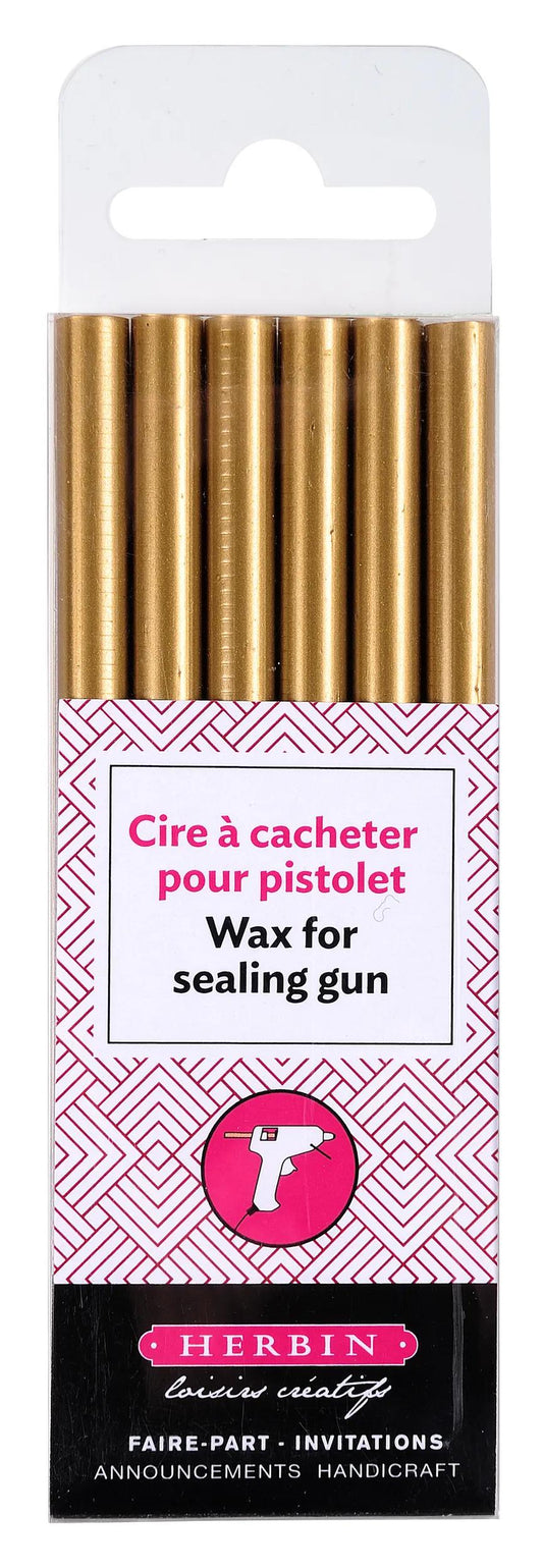6 Wax Batons for Gun - Gold (Pack x5)