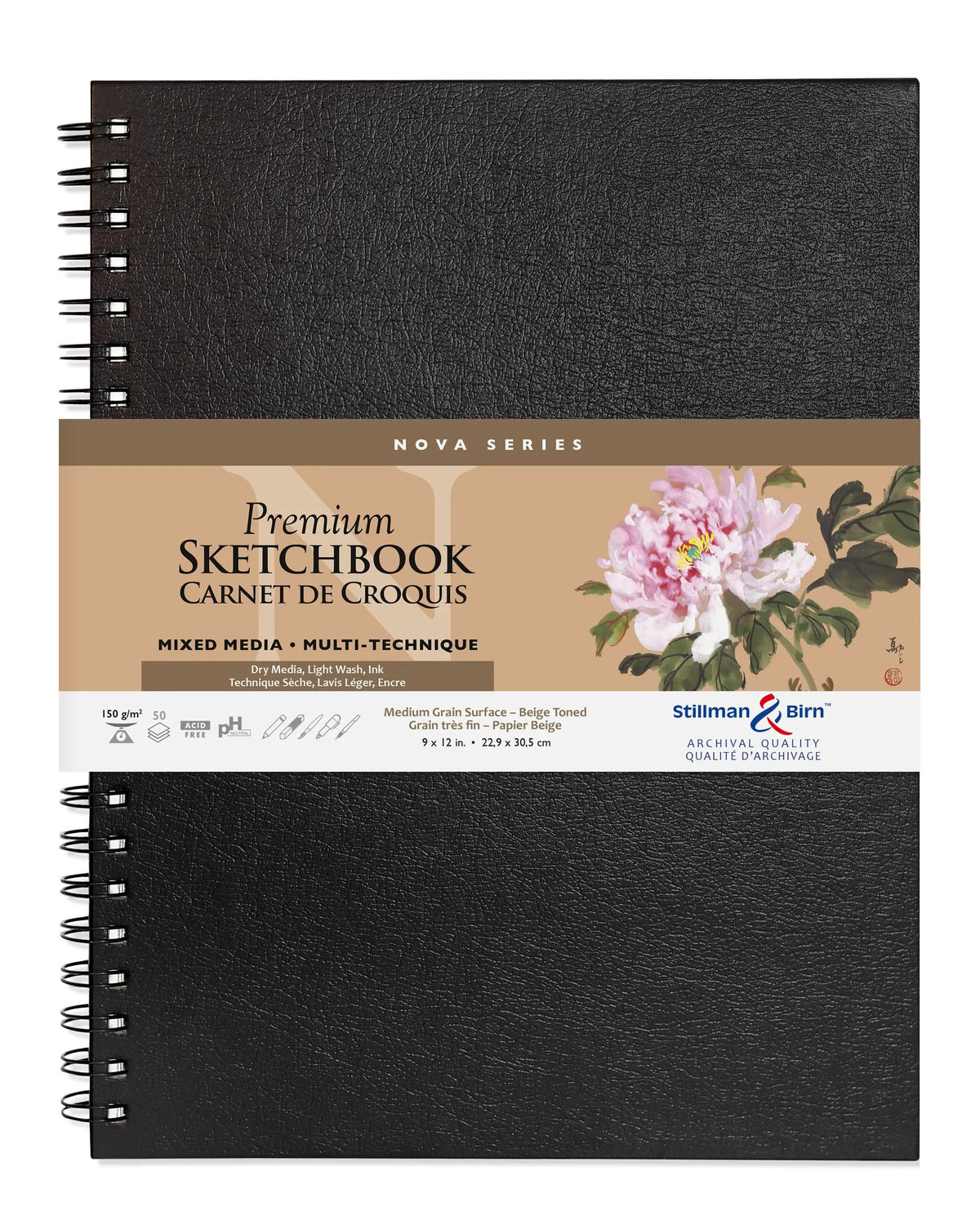 Nova Series carnet spiralé 50F 22,9x30,5cm 150g - Beige (lot de 2)