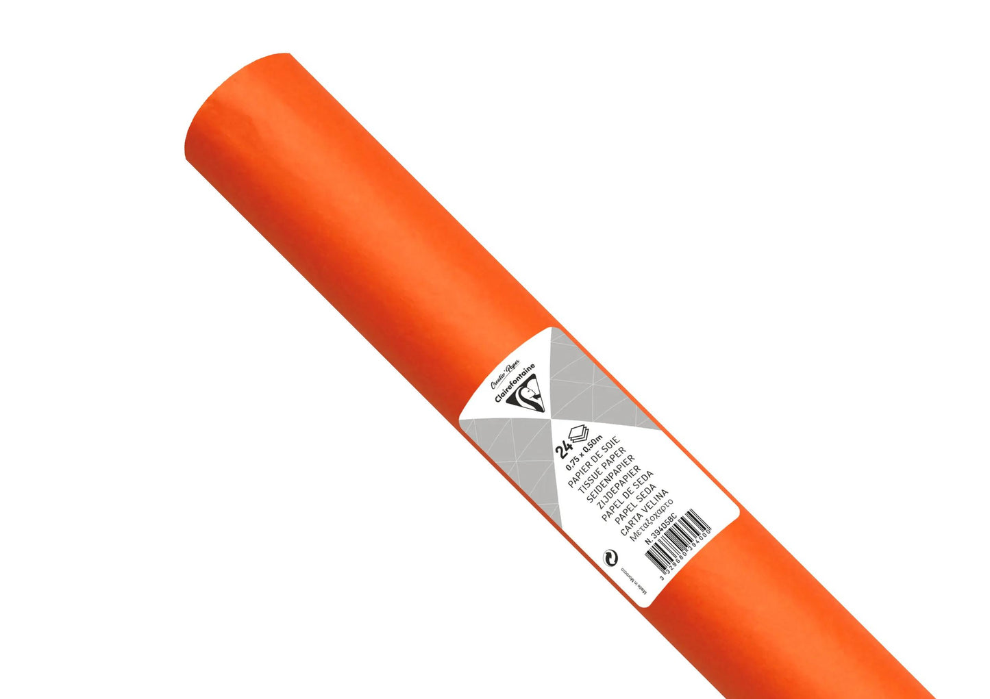 PAPIER DE SOIE, Rouleau de 24 feuilles 18g/m2 au format 50x75cm - Orange (Lot x5)
