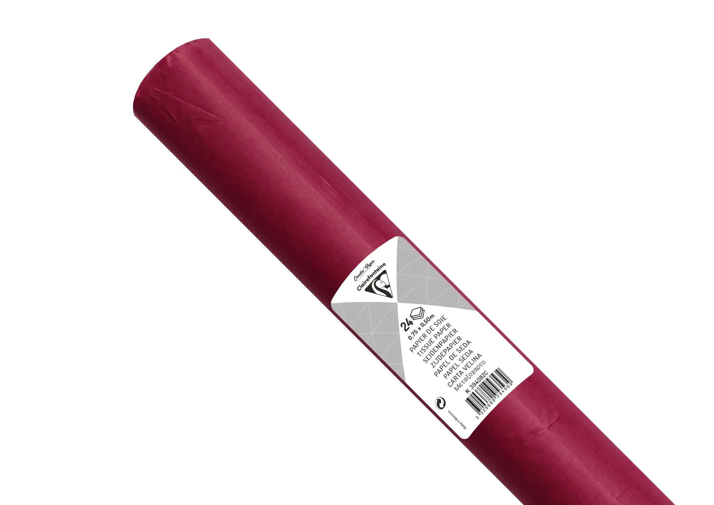 PAPIER DE SOIE, Rouleau de 24 feuilles 18g/m2 au format 50x75cm - Bordeaux (Lot x5)