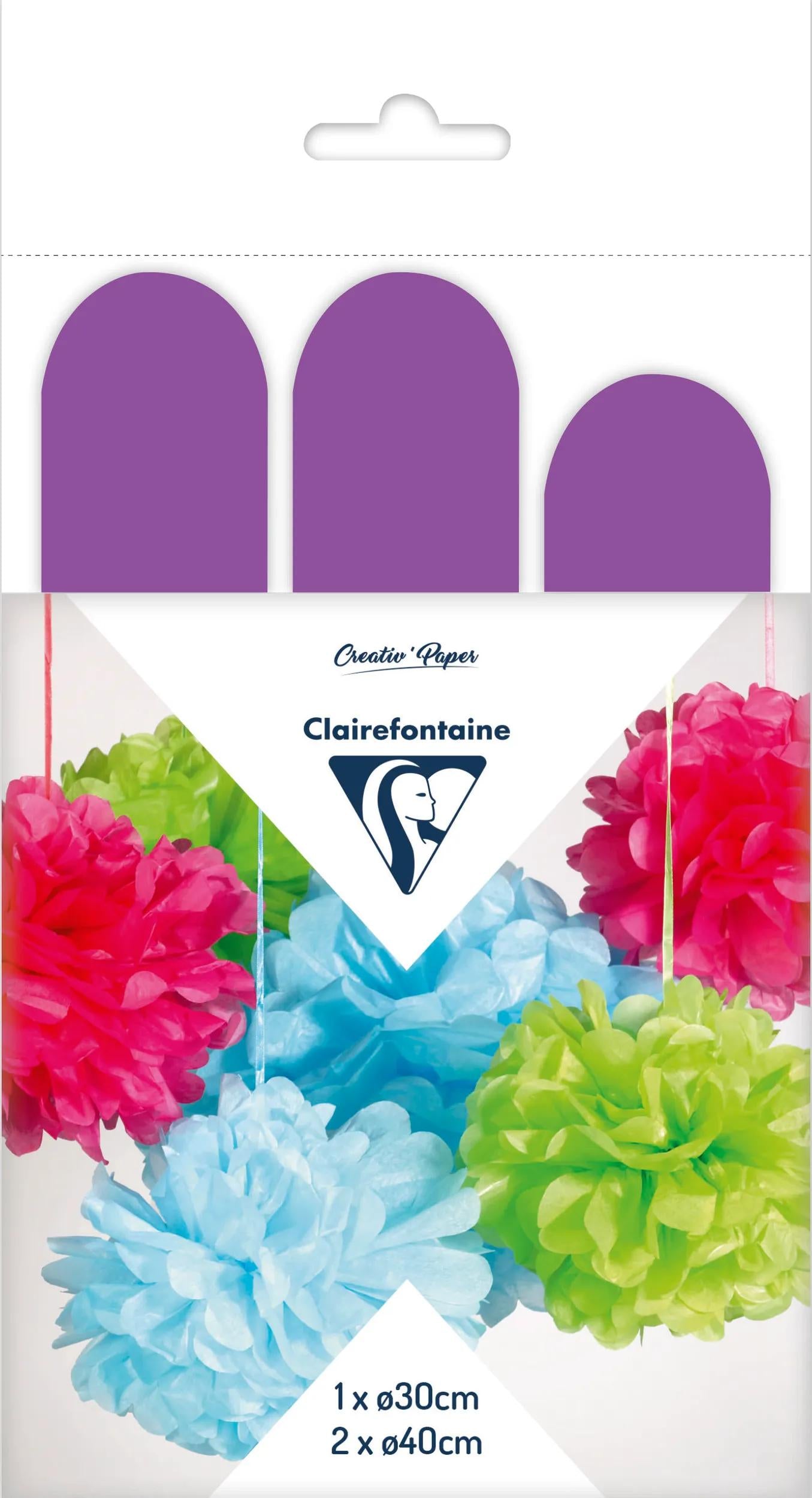 SOUTH PAPER, Set of 3 pumps to hang Ø30x1 and Ø40x2 - Violet (Pack x5)