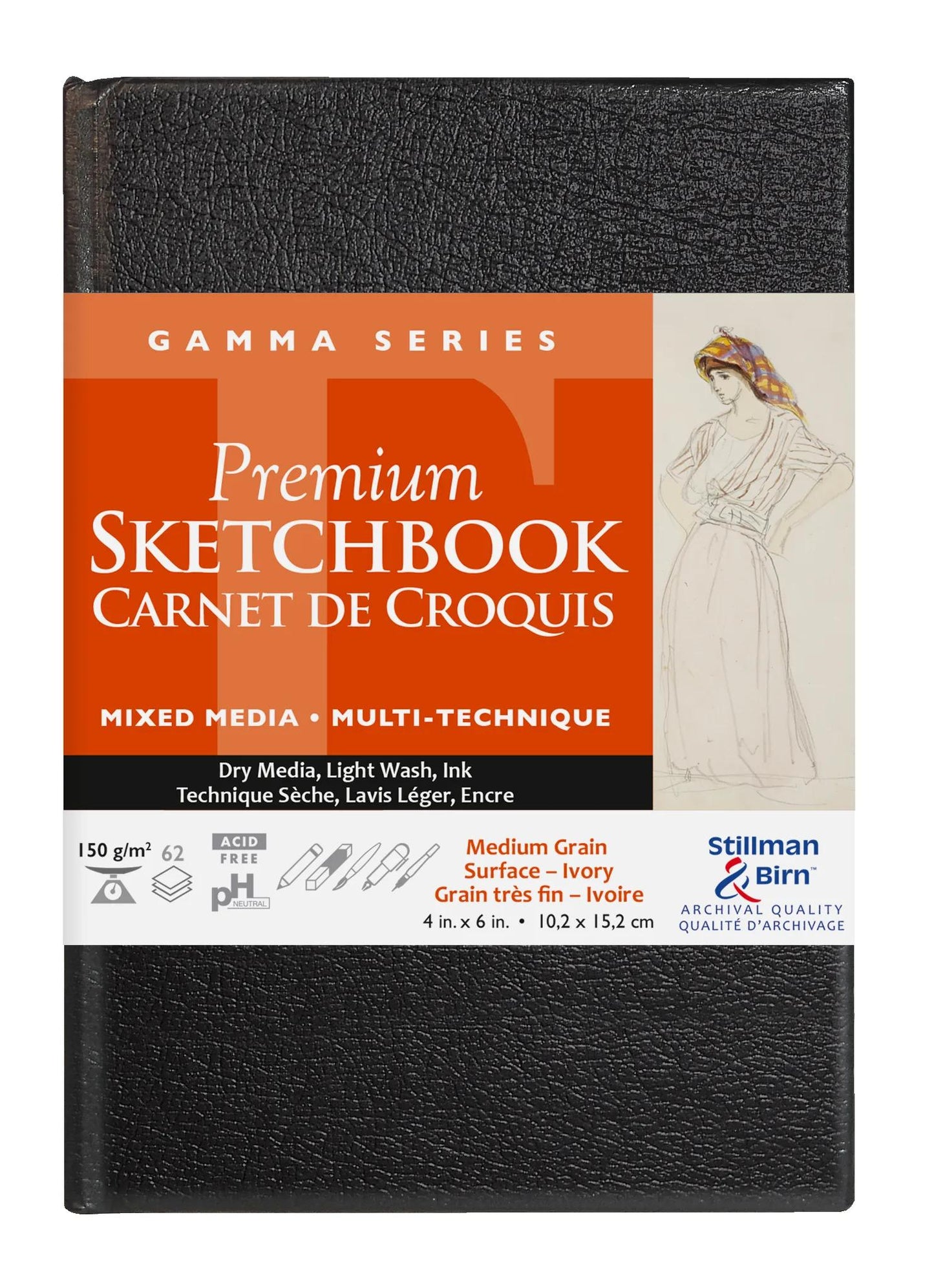 Gamma Series steifes rewindiges Notebook 62F 10,2x15,2cm 150g - Elfenbein (Paket x2)