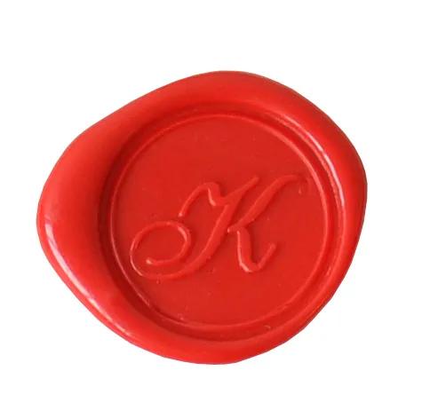 Sceau rond à vis (lettre anglaise) avec manche en bois vernis - k (Lot x2)