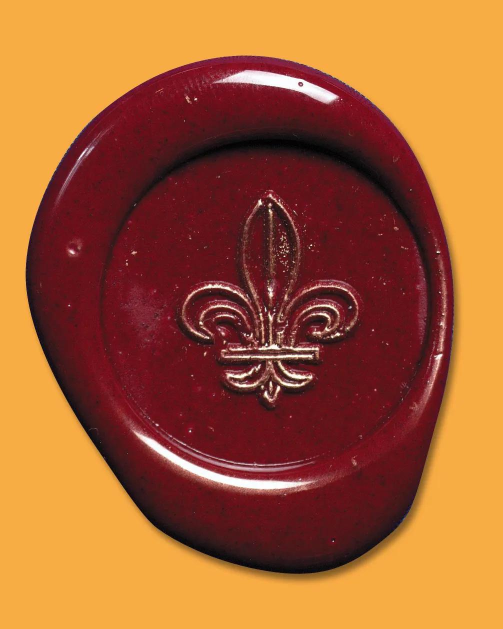 Sceau à vis avec manche en bois vernis ( Symbole) - rose - Fleur de Lys (Lot x2)