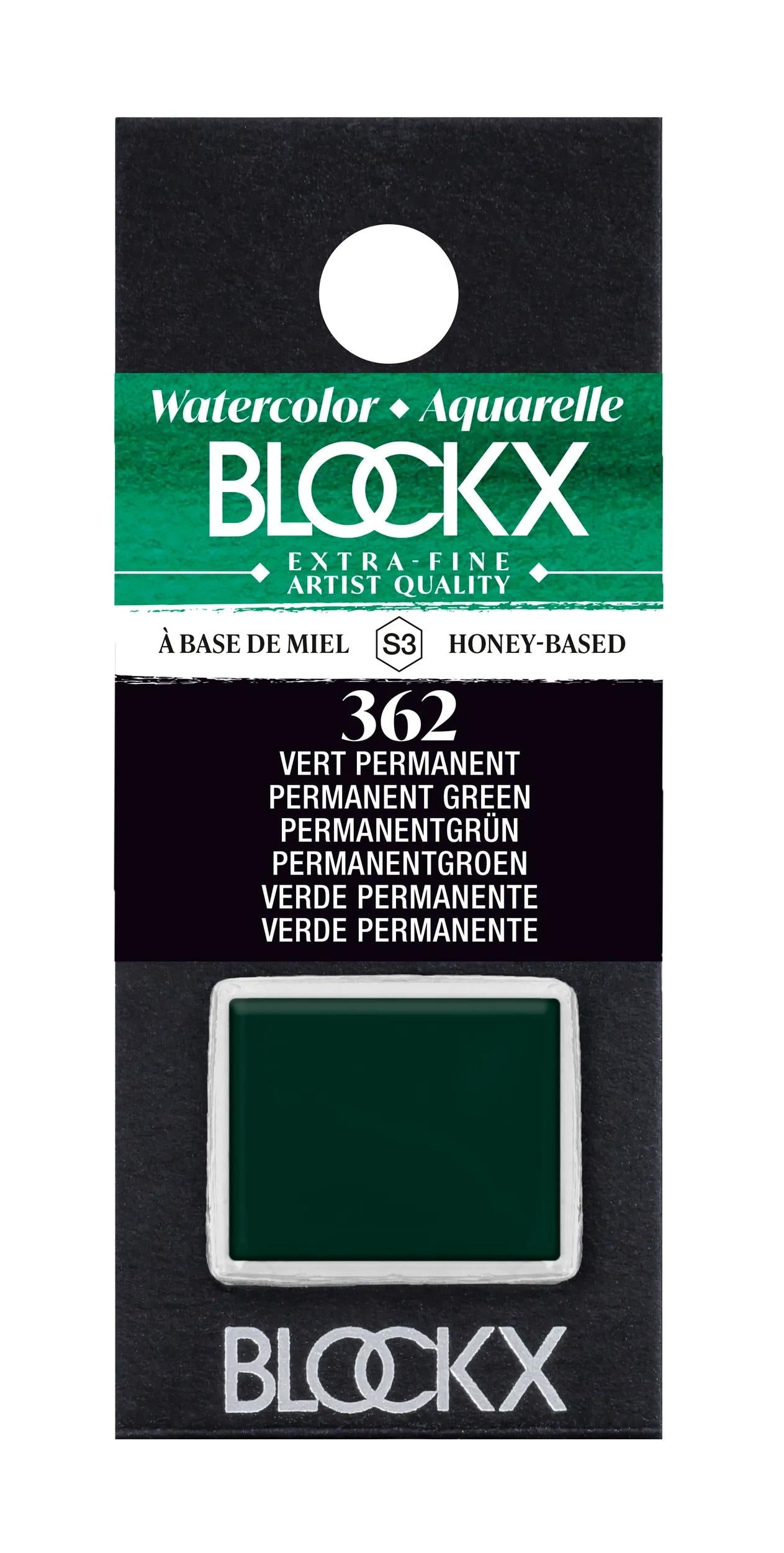 Aquarelle extra-fine half-godet - Permanent green 362 (Pack x3)