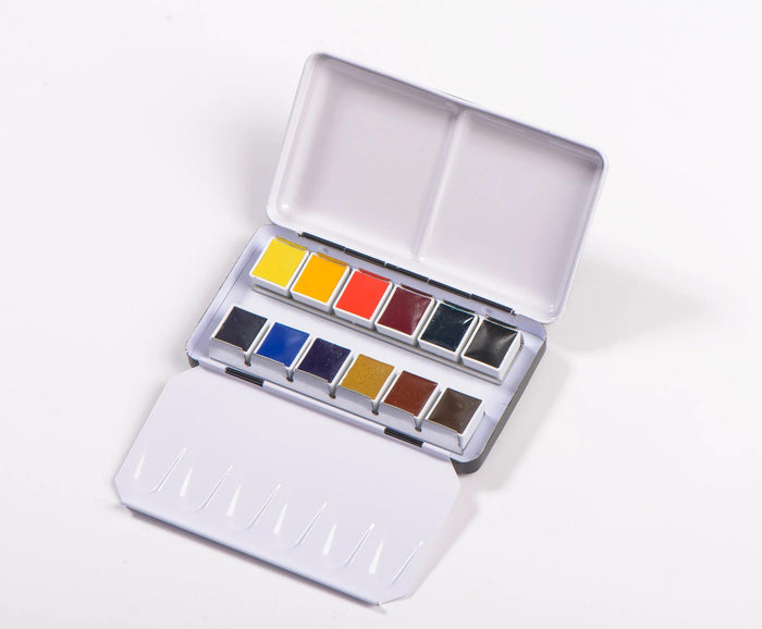 Watercolor Metal box + 12 half-godets