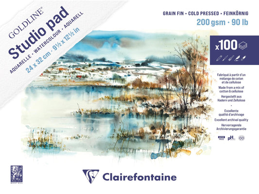 Goldline Studio block glued 100F 24x32cm 200g fine grain (Pack x5)