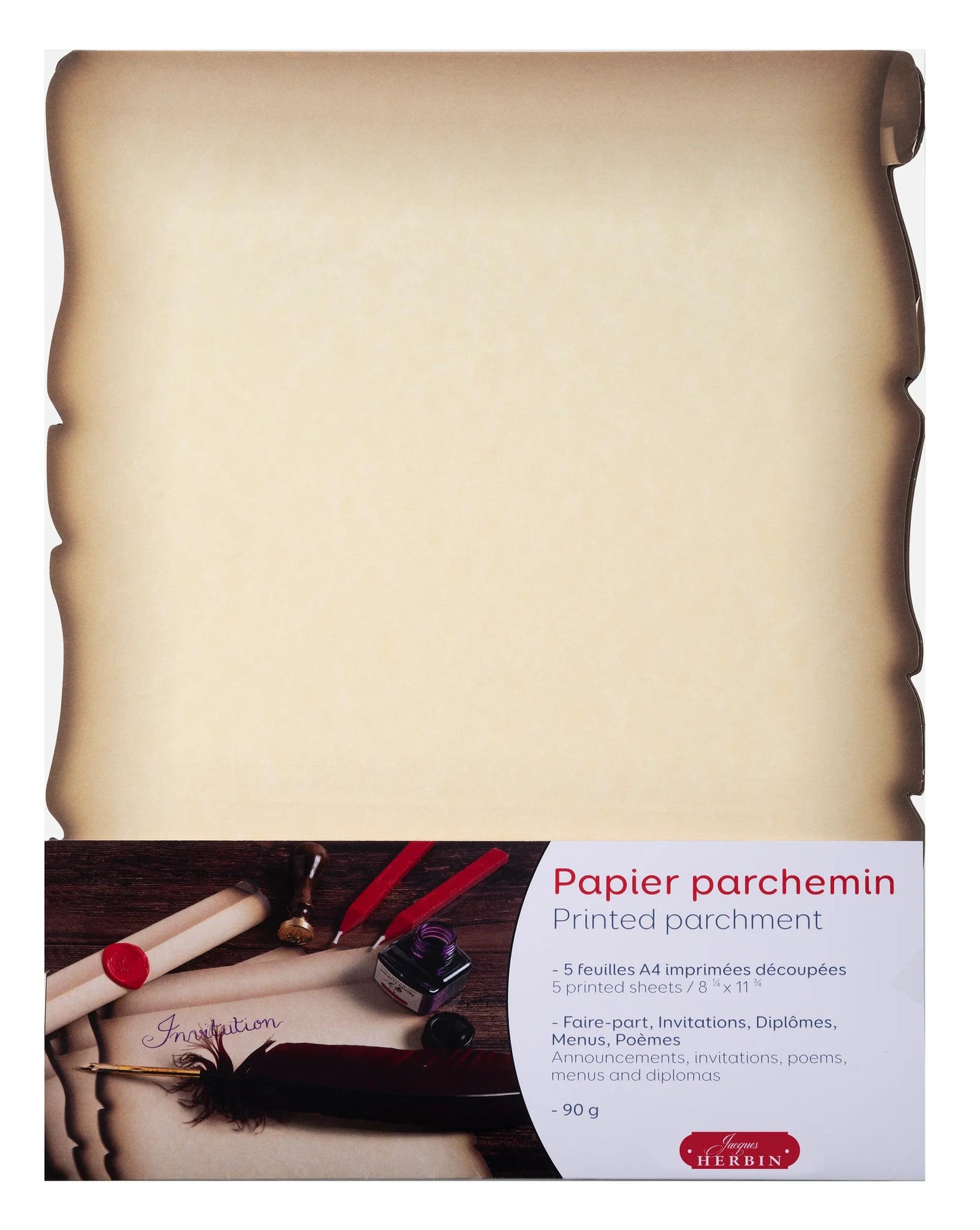 5 foglie tagliate effetto Parchment A4 - avorio (Pacchetto x10)