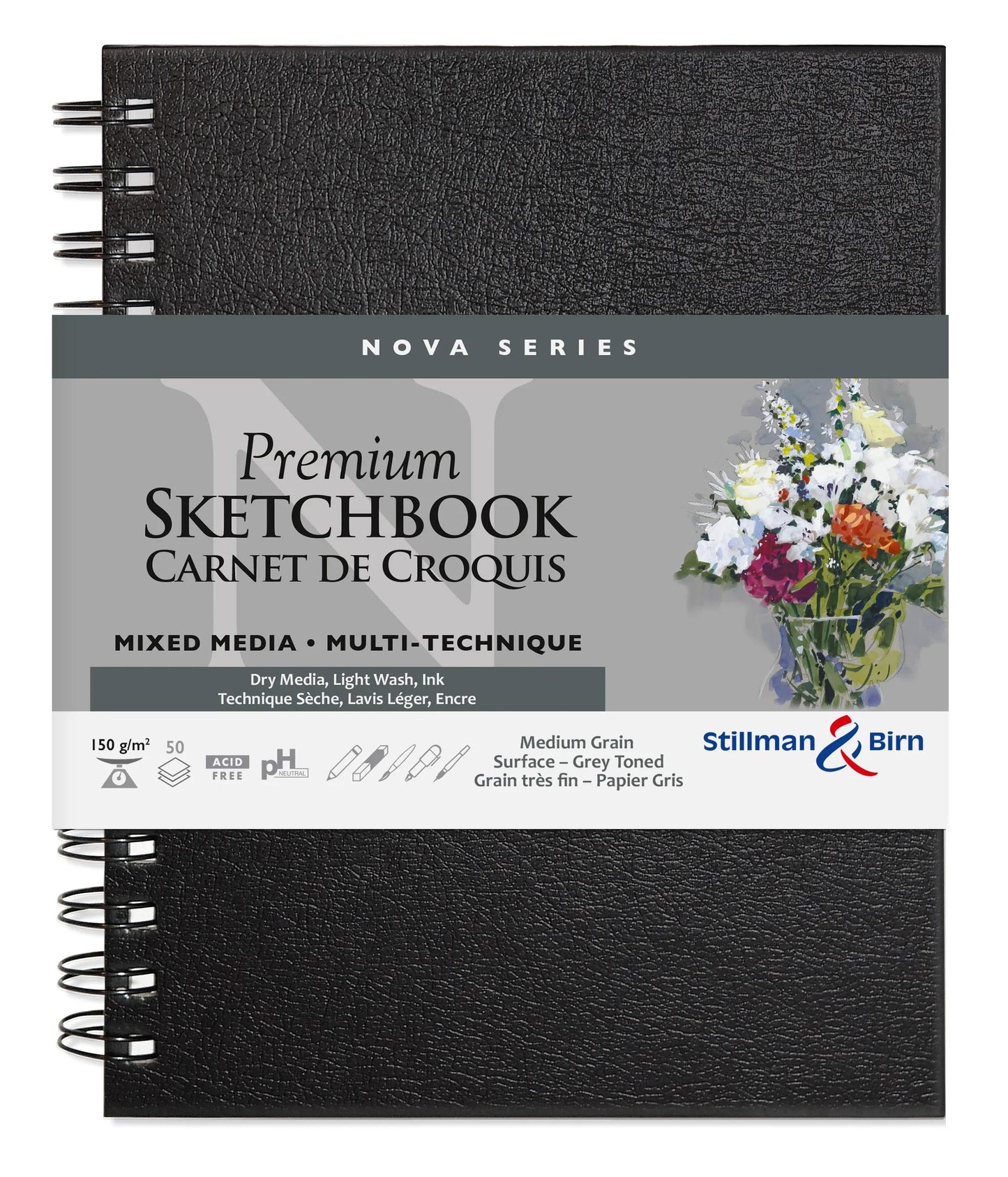Nova Series Spiral Notebook 50F 15.2x20.3cm 150g - Grau (Paket x2)