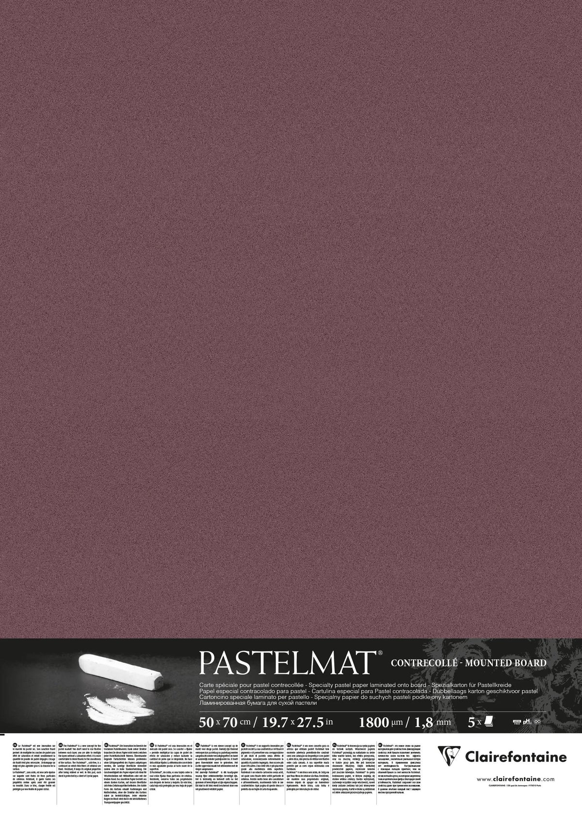 Pastelmat contrecollé 5F 50x70cm 1 800 microns - Lie de vin