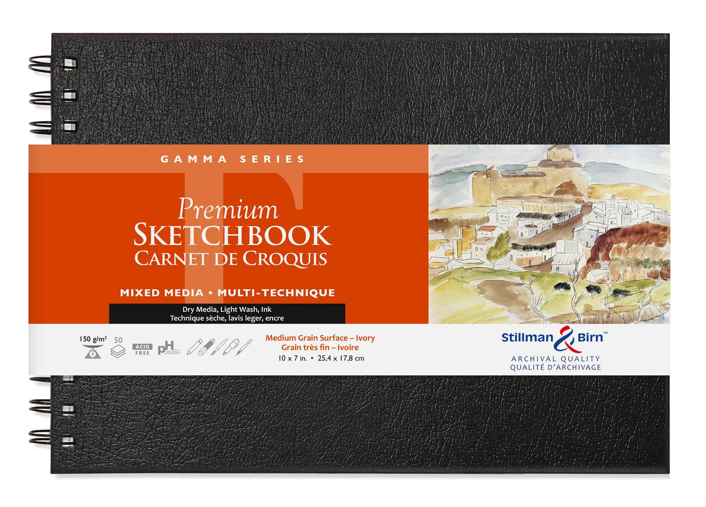 Gamma Series spiral notebook 50F 25,4x17,8cm 150g - Ivory (Pack x2)
