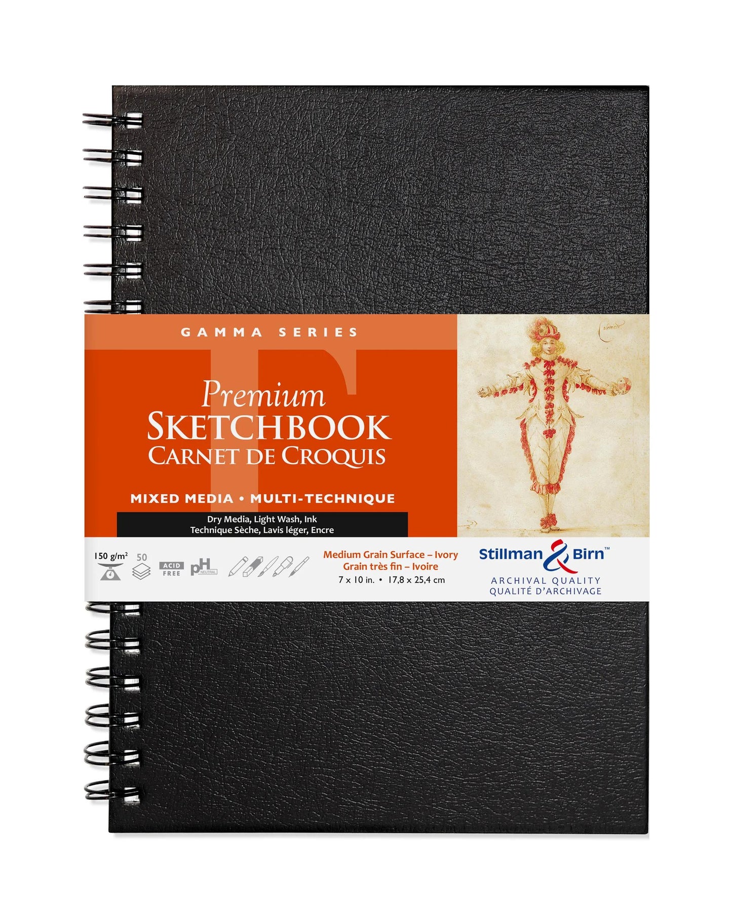 Gamma Series spiral notebook 50F 17,8x25,4cm 150g - Ivory (Pack x2)