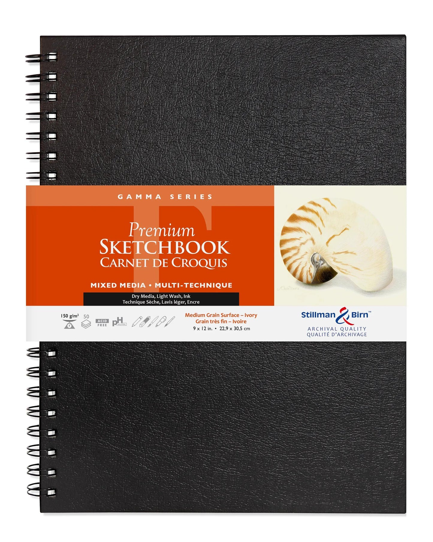 Serie Gamma quaderno a spirale 50F 22.9x30.5cm 150g - Avorio (Pacchetto x2)