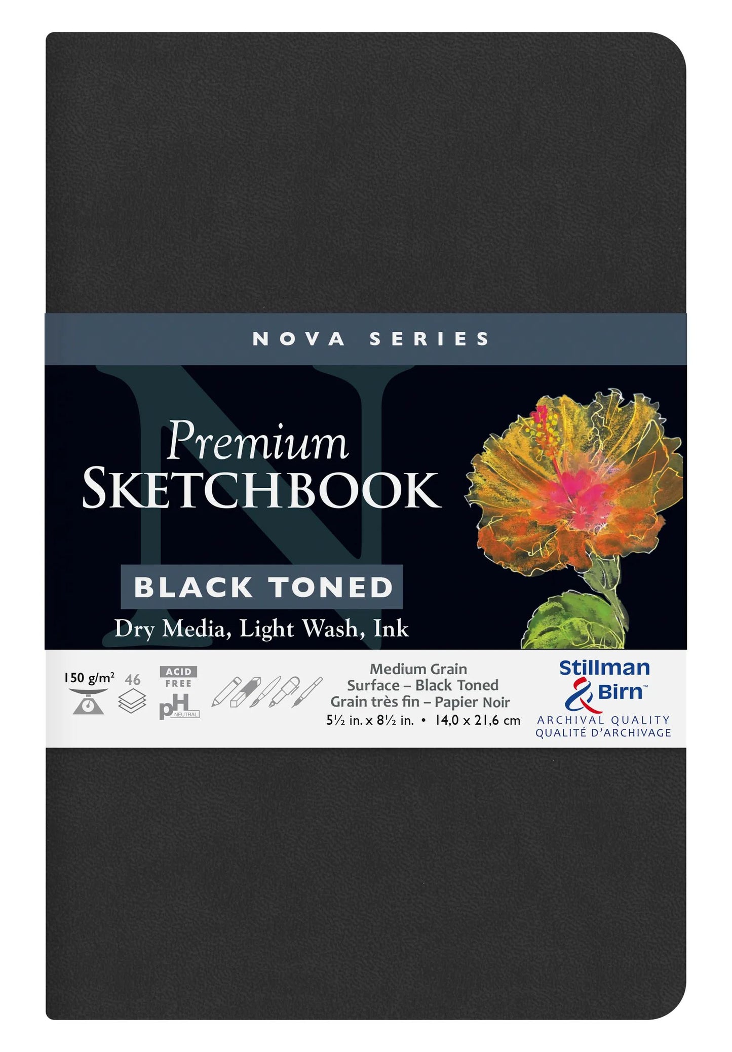 Serie Nova soft notebook 46F 21,6x14cm 150g - Nero (Pacchetto x2)