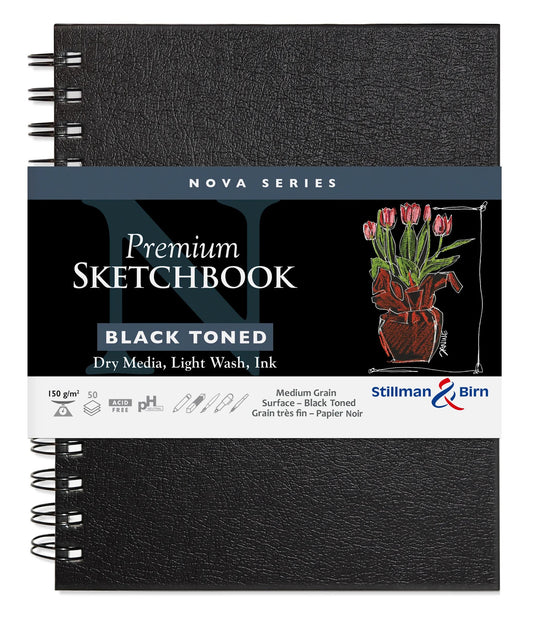 Nova Series carnet spiralé 50F 15,2x20,3cm 150g - Noir (lot de 2)