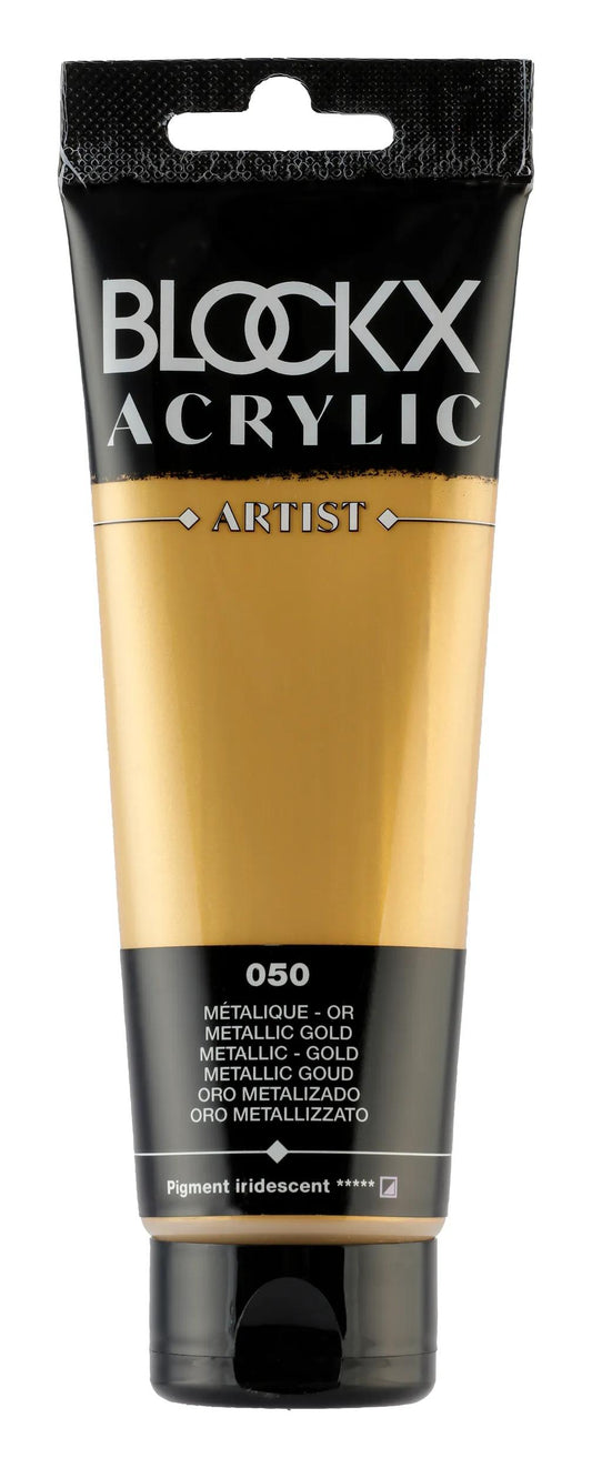 Fine acrylic paint tube 120ml - Metallic gold 50 (Pack x3)