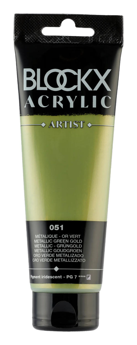 Fine acrylic paint tube 120ml - Metallic green 51 (Pack x3)