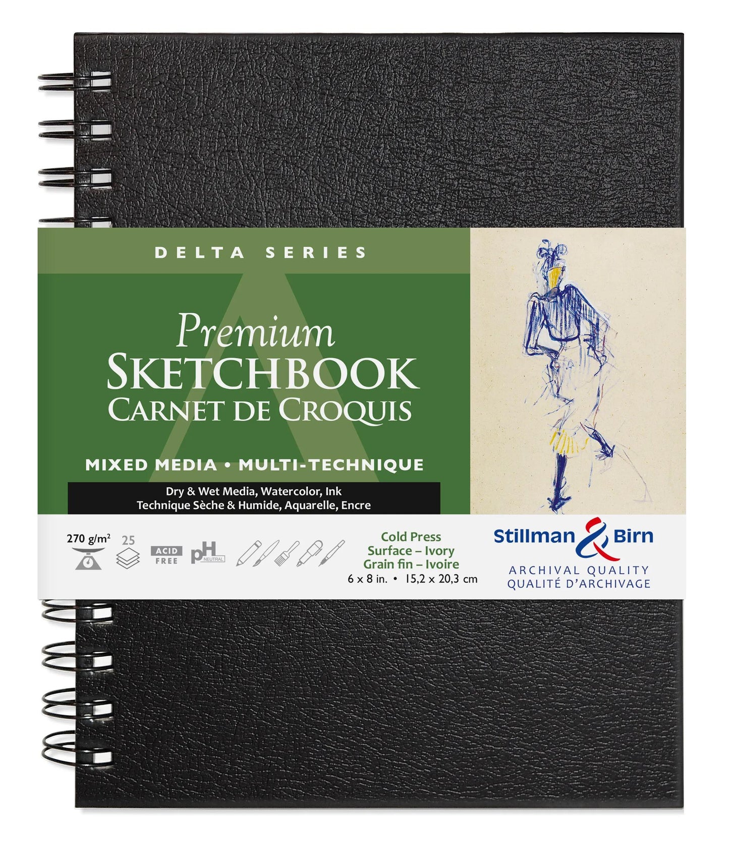 Serie Delta quaderno a spirale 25F 15.2x20.3cm 270g - Avorio (Pacchetto x2)
