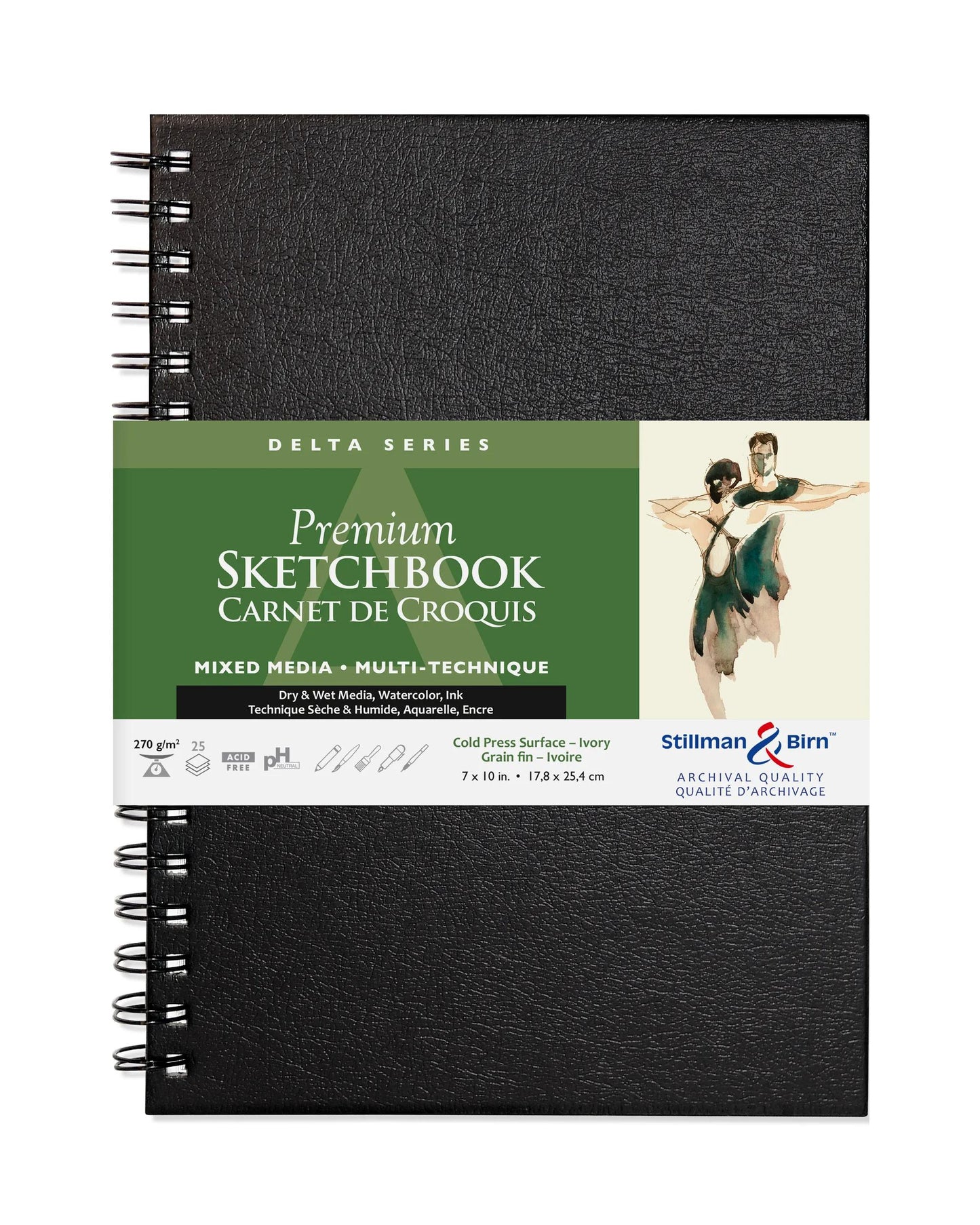 Serie Delta quaderno a spirale 25F 17,8x25,4cm 270g - Avorio (Pacchetto x2)
