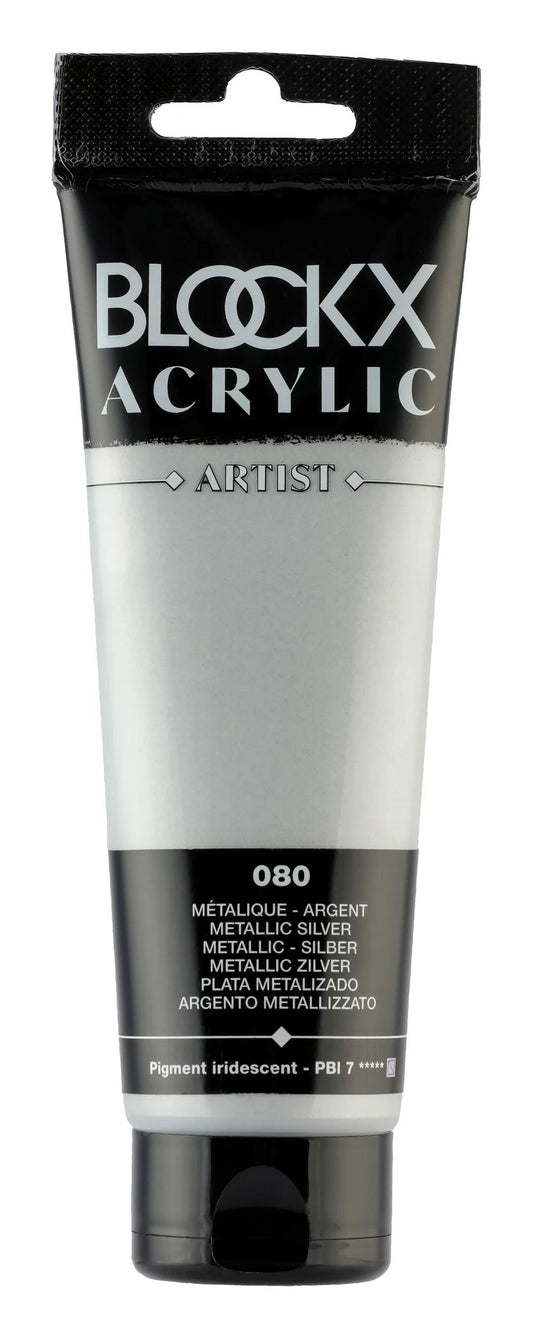 Fine acrylic paint tube 120ml - Metallic silver 80 (Pack x3)