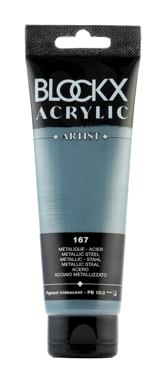 Fine acrylic paint tube 120ml - Metallic steel 167 (Pack x3)