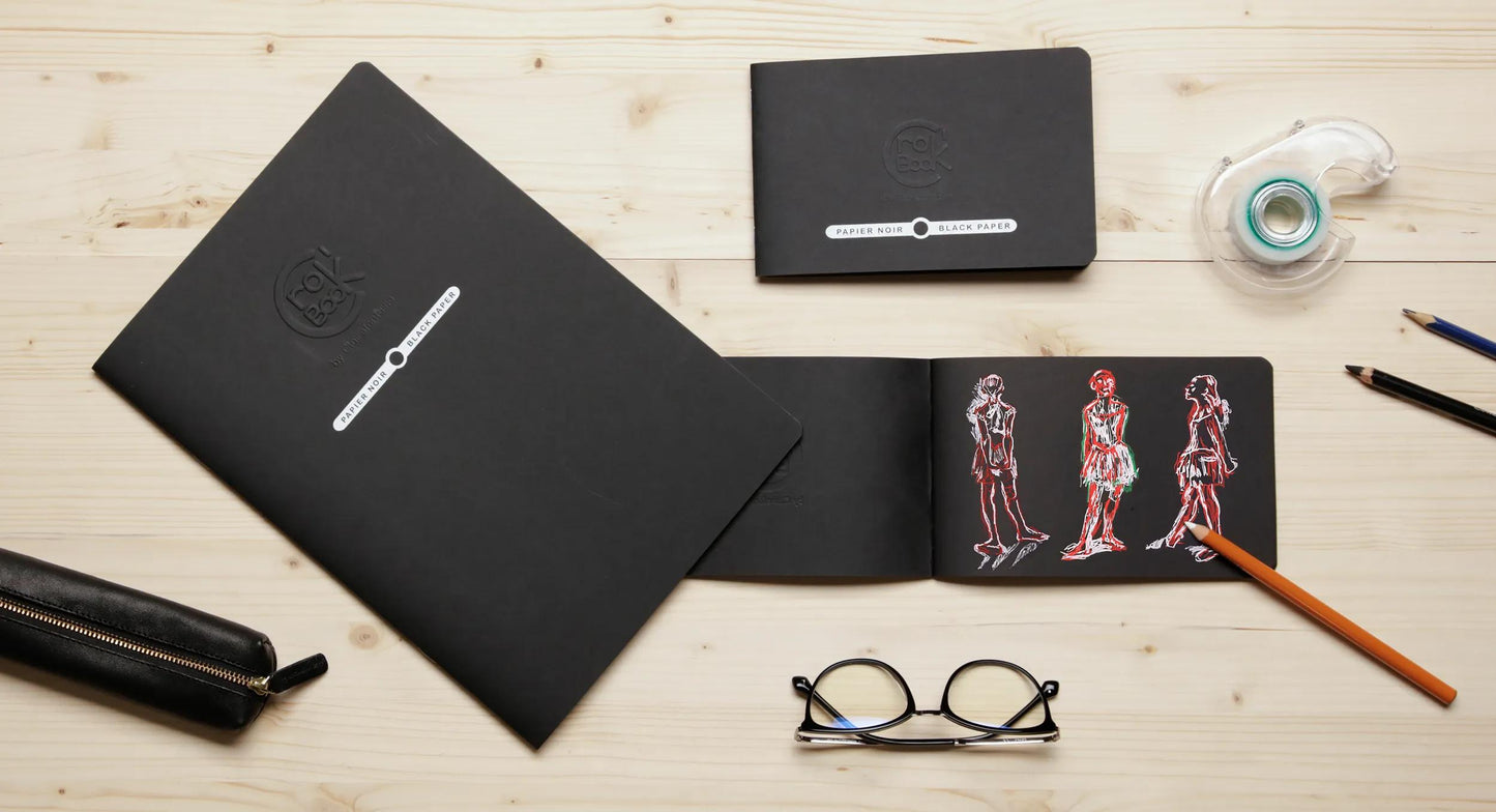 Crok'Book nicked notebook 20F A4 120g paper black F - Black (Pack x10)