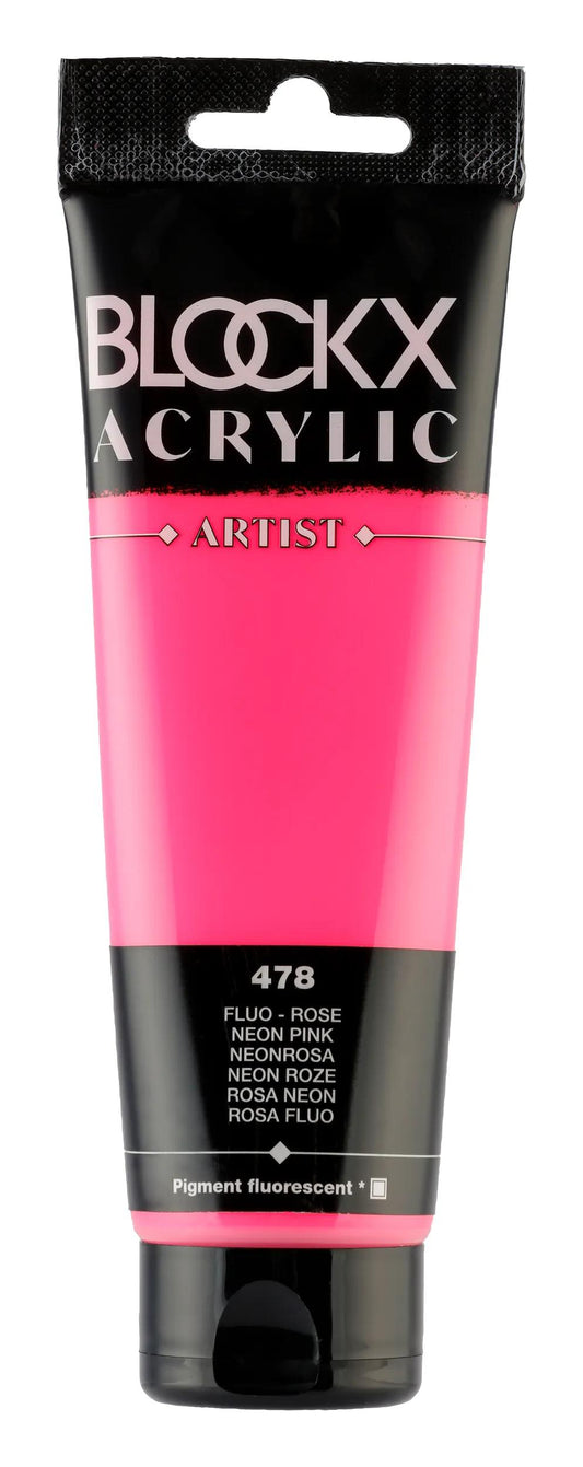 Fine acrylic paint tube 120ml - Fluo pink 478 (Pack x3)
