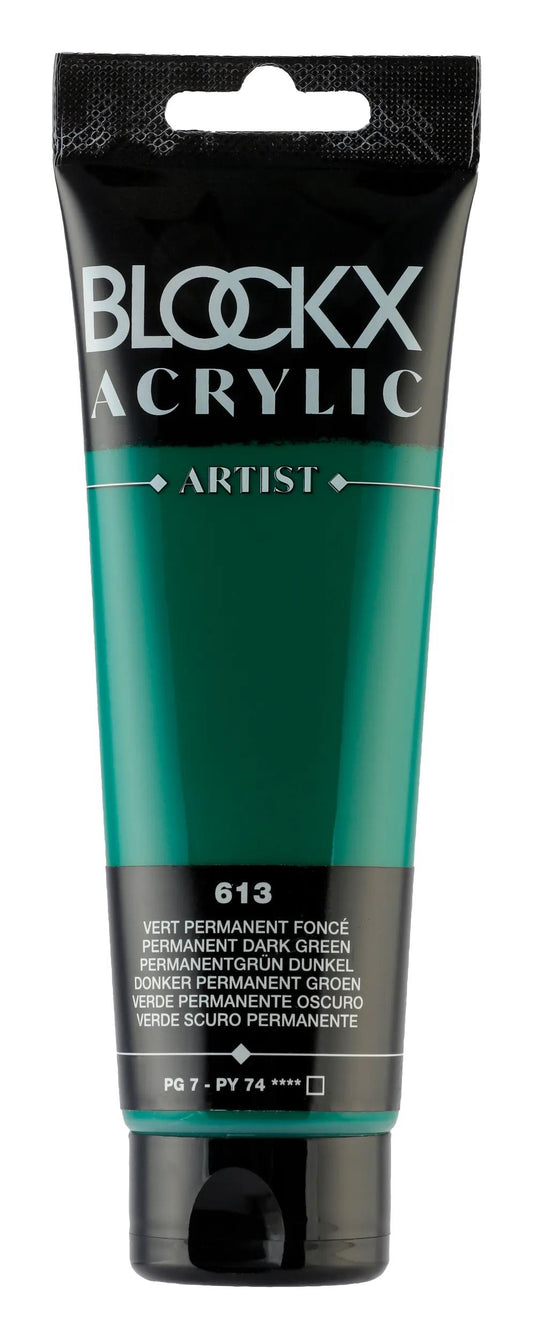 Fine acrylic paint tube 120ml - Dark permanent green 613 (Pack x3)