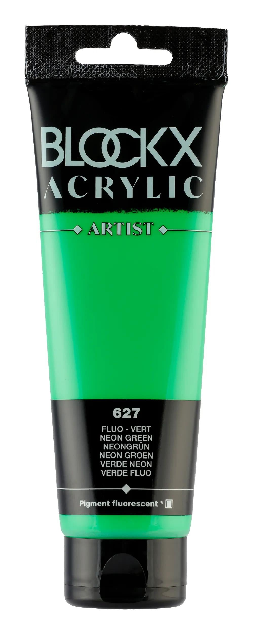 Fine acrylic paint tube 120ml - Green fluo 627 (Pack x3)
