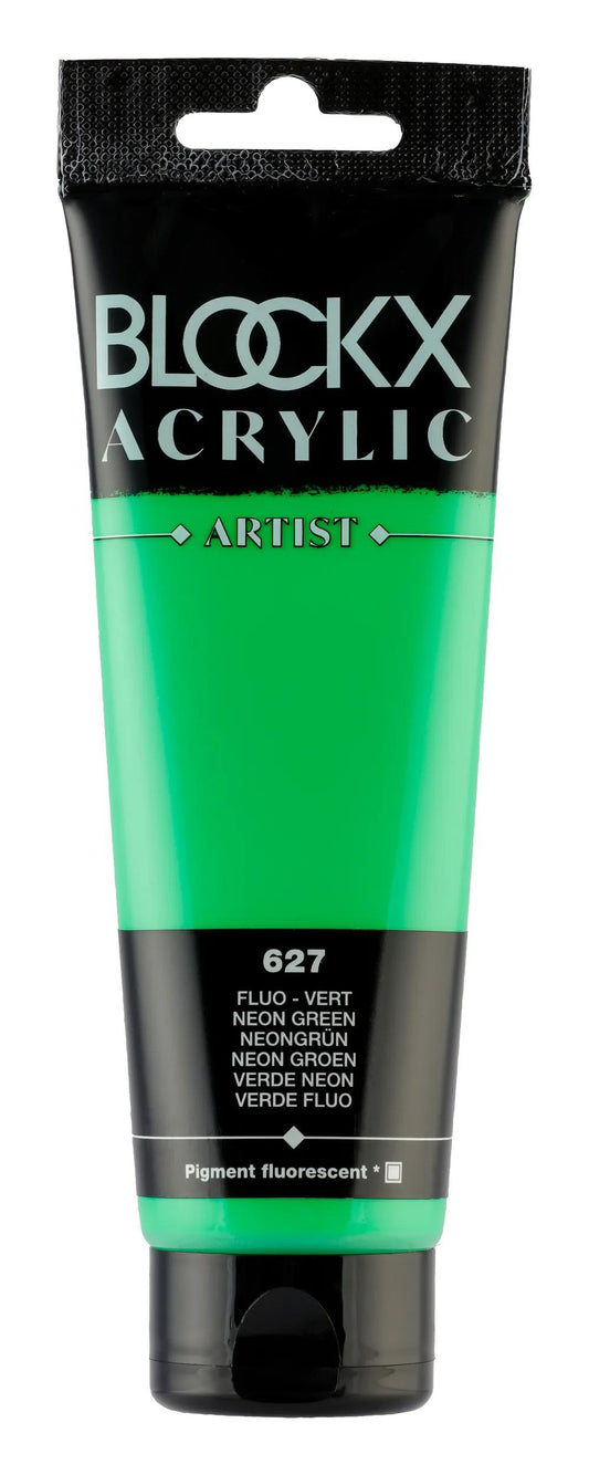 Fine acrylic paint tube 120ml - Green fluo 627 (Pack x3)