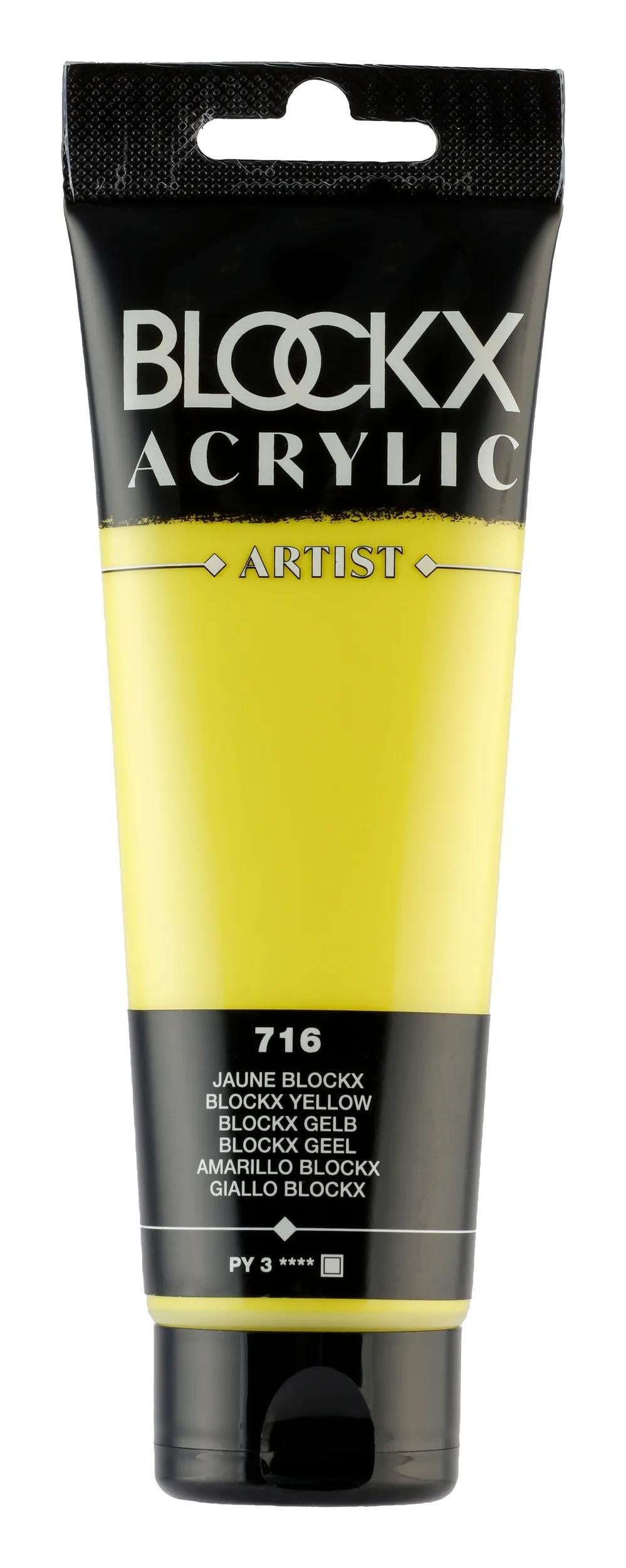 Fine acrylic paint tube 120ml - Yellow blockx 716 (Pack x3)