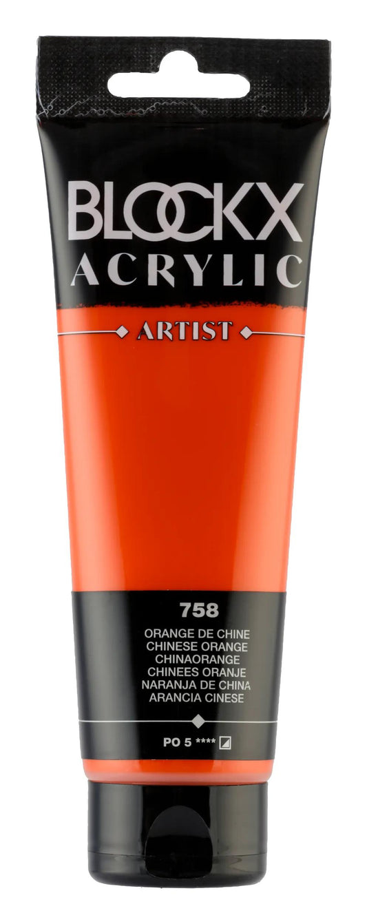 Fine acrylic paint tube 120ml - Orange from China 758 (Pack x3)