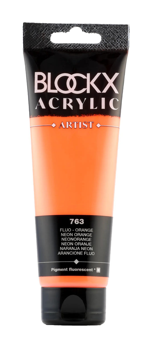 Fine acrylic paint tube 120ml - Orange fluo 763 (Pack x3)