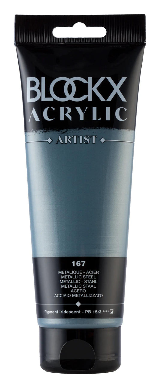 Fine acrylic paint tube 250ml - Metallic steel 167 (Pack x3)