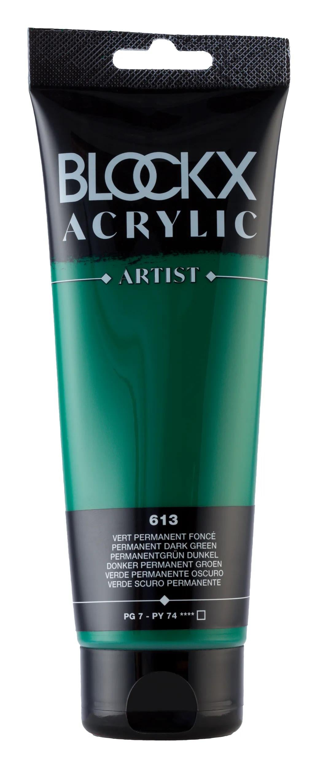 Fine acrylic paint tube 250ml - Dark permanent green 613 (Pack x3)