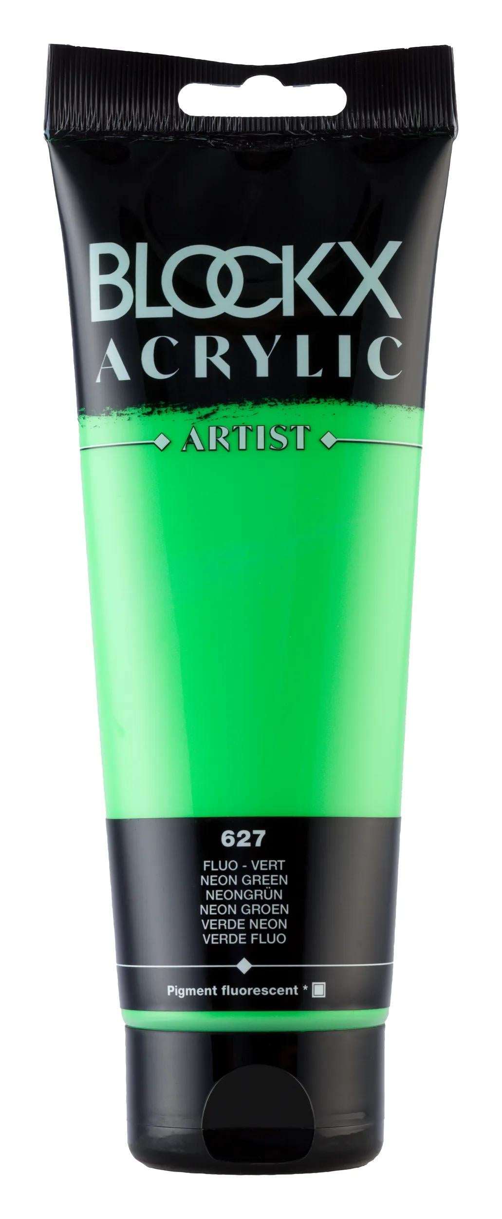 Fine acrylic paint tube 250ml - Green fluo 627 (Pack x3)