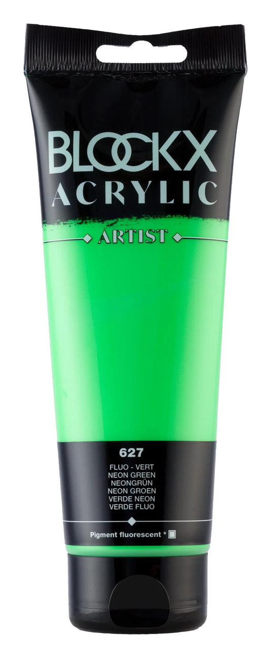 Fine acrylic paint tube 250ml - Green fluo 627 (Pack x3)