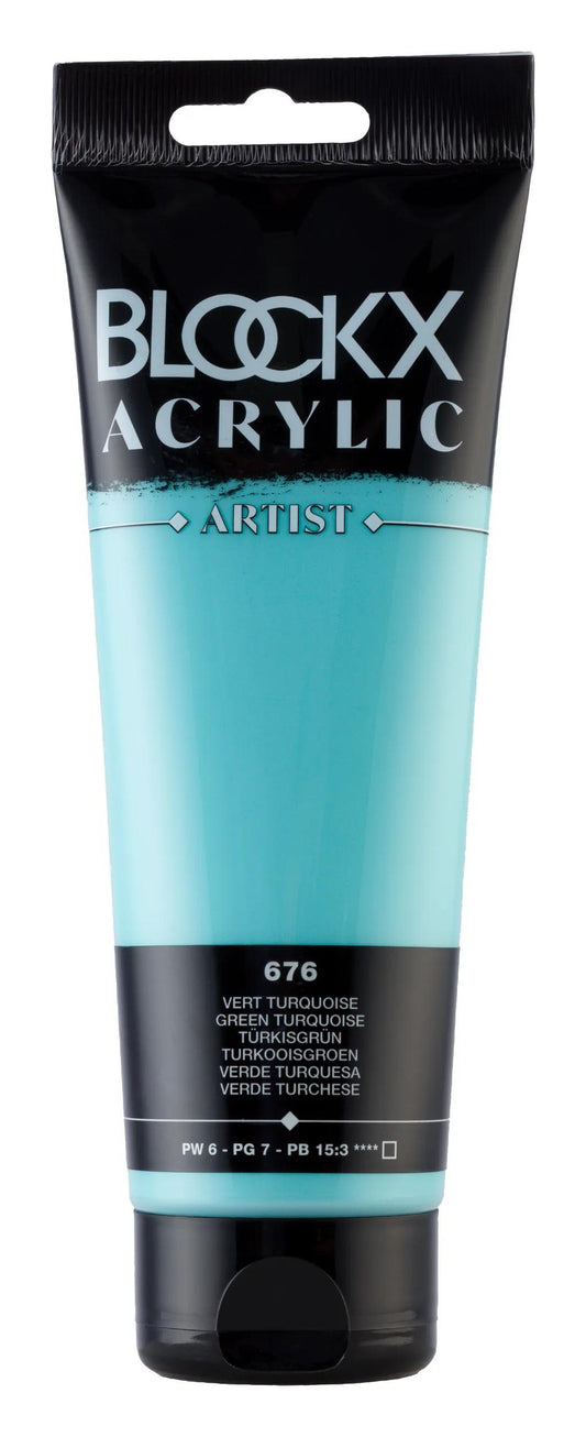Fine acrylic paint tube 250ml - Turquoise green 676 (Pack x3)