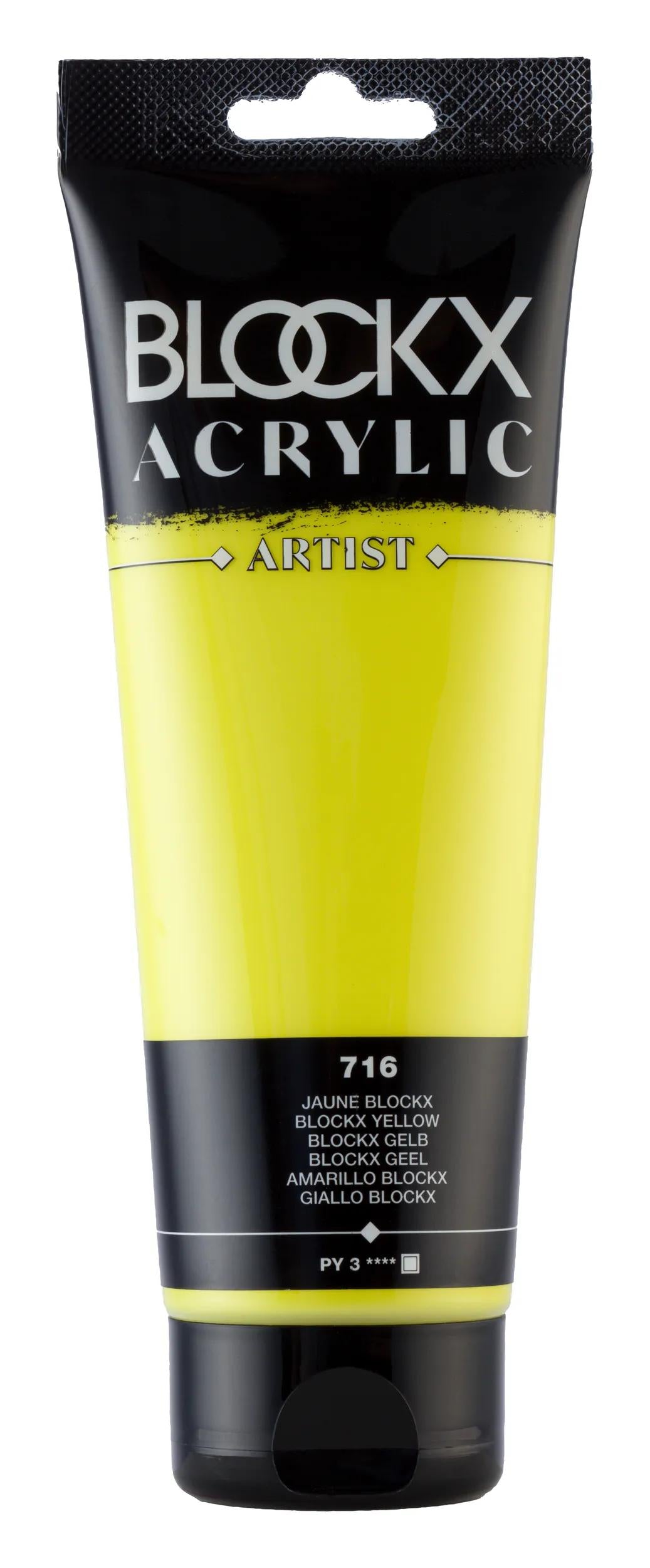 Fine acrylic paint tube 250ml - Yellow blockx 716 (Pack x3)