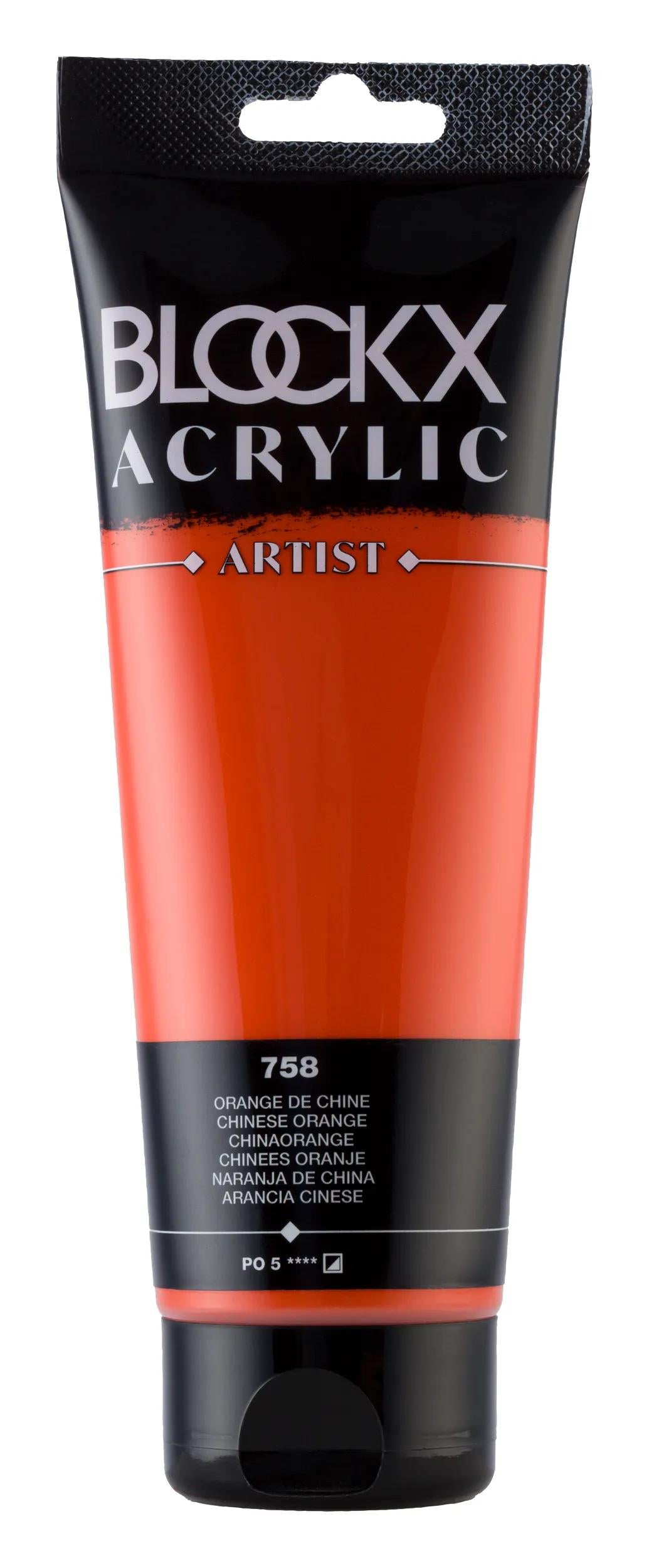 Fine acrylic paint tube 250ml - Orange from China 758 (Pack x3)